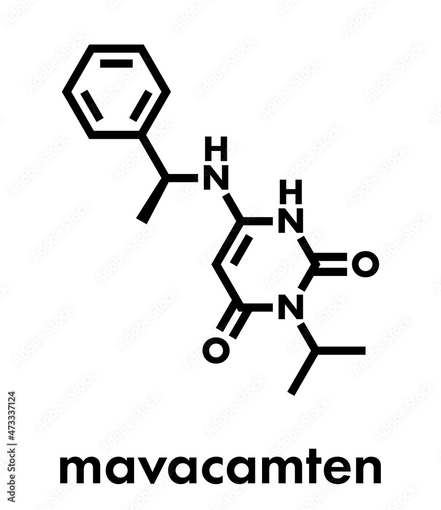 Fototapeta premium Mavacamten drug molecule. Skeletal formula.
