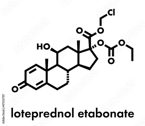 Loteprednol etabonate corticosteroid drug molecule. Skeletal formula.