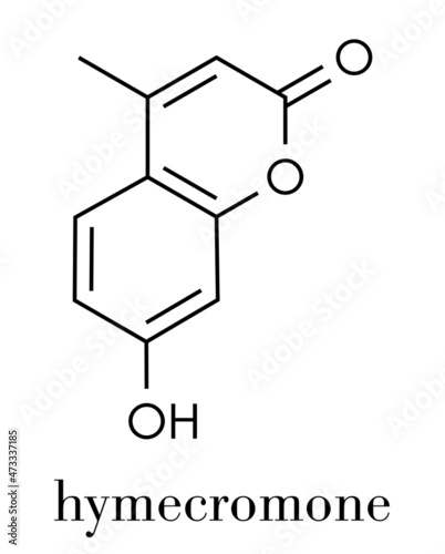 Hymecromone drug molecule. Skeletal formula.