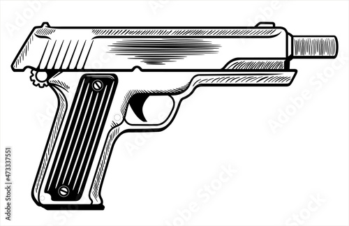 Black and white pistol art