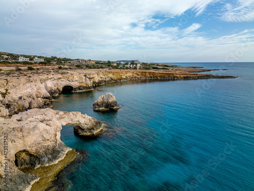 Cyprus - Amazing coast line near Ayia Napa from drone view