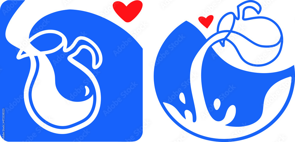 Flat color illustration, milk emblems