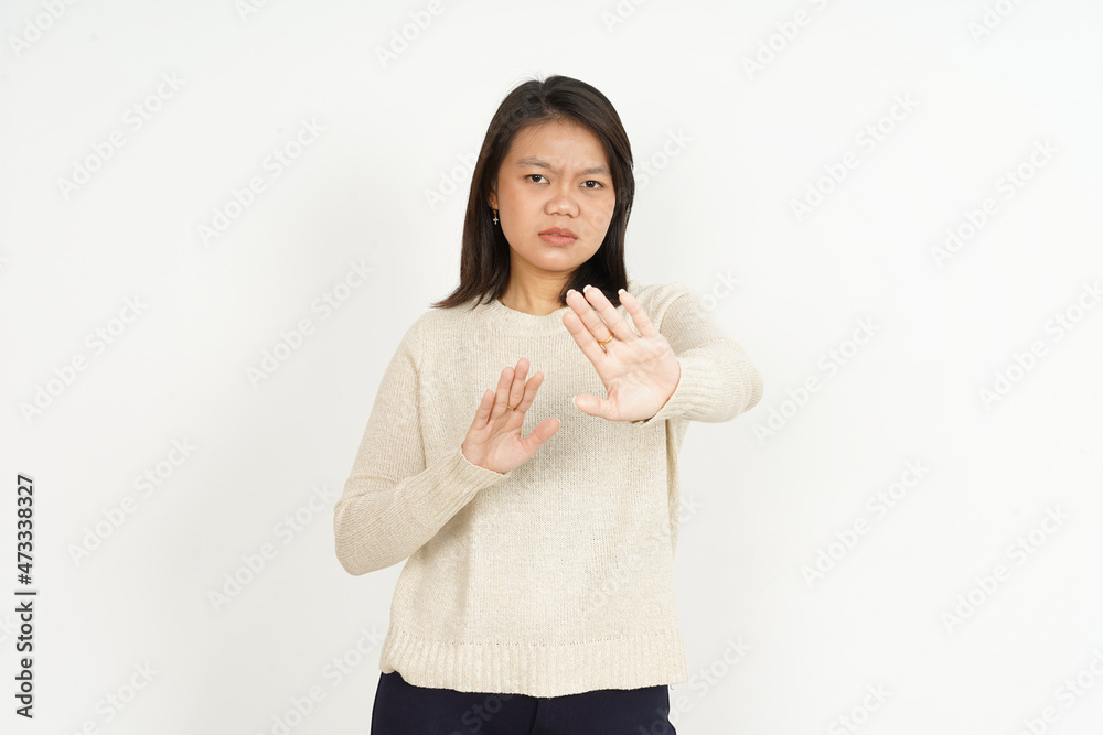 Rejection Gesture of Beautiful Asian Woman Isolated On White Background Rejection Gesture of Beautiful Asian Woman Isolated On White Background