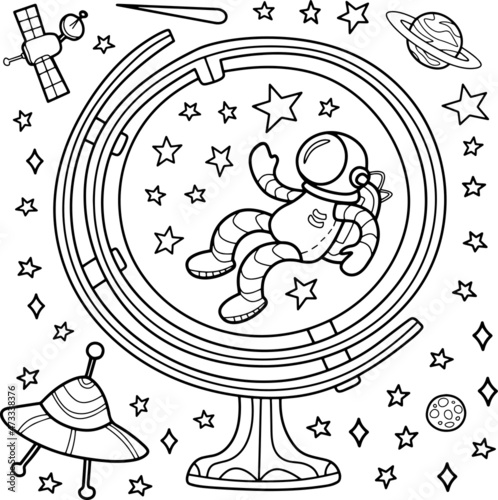 Coloring page for children and adults. Cosmic fantasy