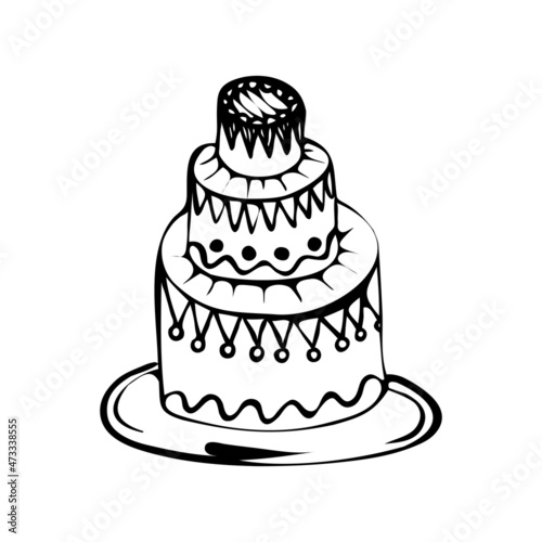 Doodle cake, cupcake for a happy birthday. Vector. © Anya Li