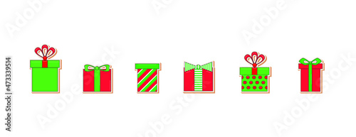 Set of nice gifts of green color. Vector illustration.