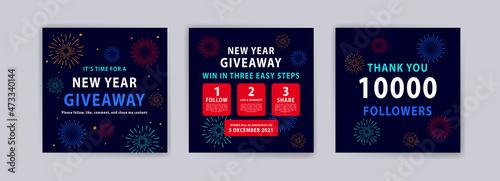 New year giveaway. Happy new year 2022 banner. Banner vector illustration for background, greeting card, and postcard.