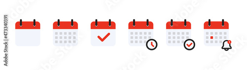 Calendar planner collection templates. Reminder organizer event flat style. Calendar notification illustration. Business plan schedule. Stock vector