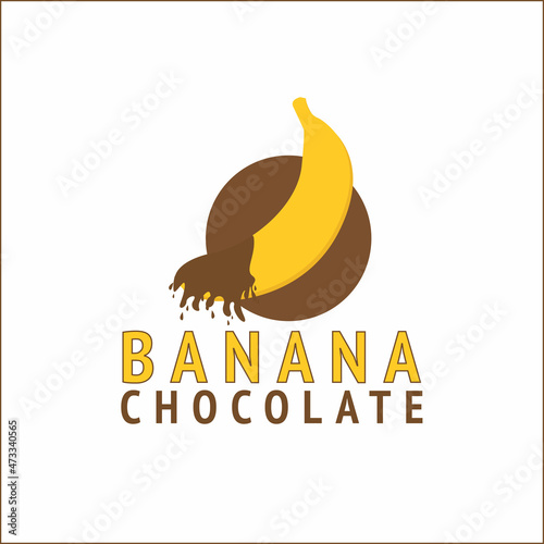 Chocolate banana vector logo. Chocolate banana icon in flat style.