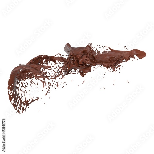 3D illustration of realistic chocolate splash