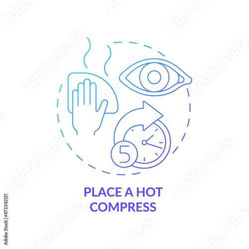 Place a hot compress gradient concept icon. Implementing recommendations by doctors. Cleaning your eyes before procedure abstract idea thin line illustration. Vector isolated outline color drawing photo