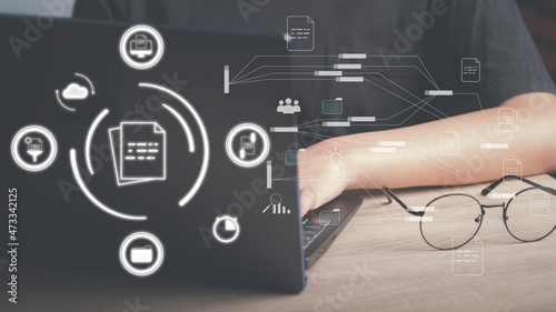 Foto Document management, Database directory, E-document, Paperless office concept