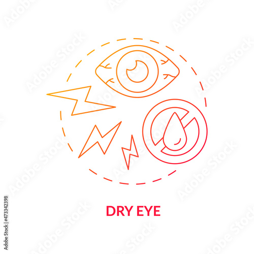 Dry eye gradient concept icon. Temporary unpleasant symptom caused by lasik eye surgery. Side effect after operation abstract idea thin line illustration. Vector isolated outline color drawing