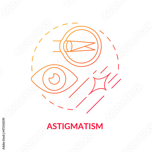Astigmatism gradient concept icon. Common vision problem and condition. Problems that need to be treated lasik surgery abstract idea thin line illustration. Vector isolated outline color drawing