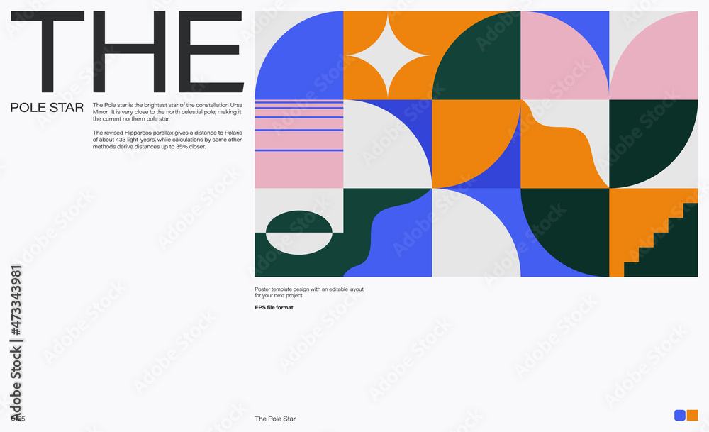 Bauhaus Poster Design Template With Abstract Geometric Shapes Stock