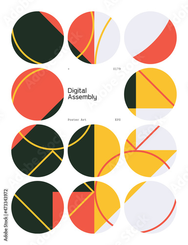 Neomodern Poster Design Layout With Abstract Vector Geometric Shapes