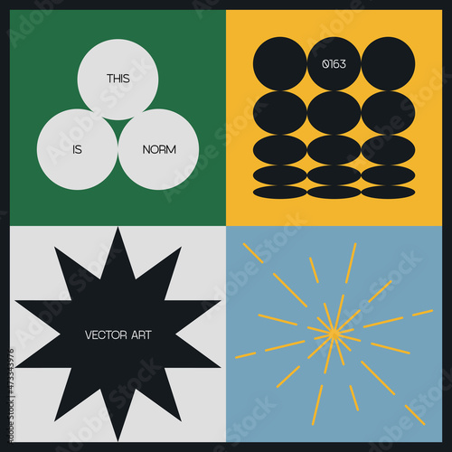 Brutalist Poster Design Template With Abstract Geometric Shapes