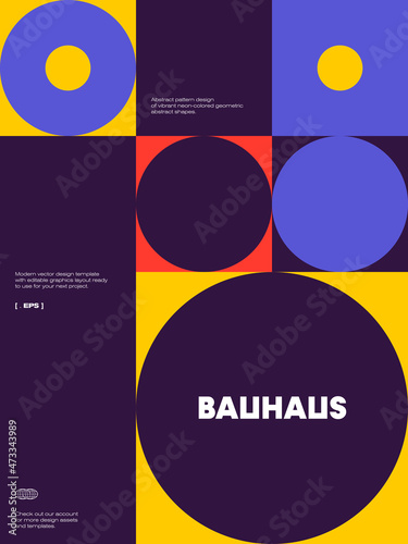 Bauhaus Poster Design Template With Abstract Geometric Shapes