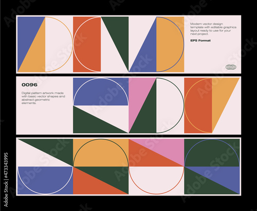 Bauhaus Poster Design Template With Abstract Geometric Shapes