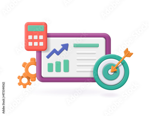 Project management and planning tools. Productivity strategy and Project development icon. 3d vector illustration