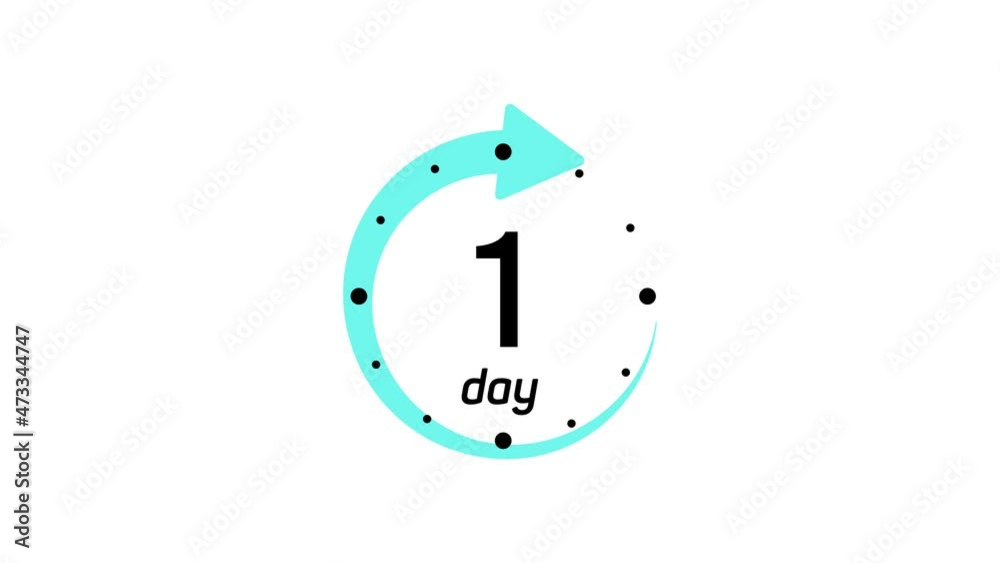 Animation text 1 day with blue arrow. One day go sale price offer promo deal timer, 1 day only. 4K Video motion graphic