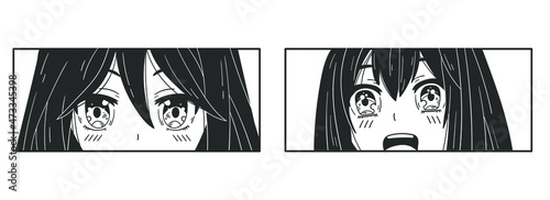 Manga style. Japanese cartoon concept. Anime characters. Vector illustration