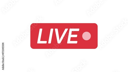 Animation live streaming icon. Red symbols and buttons of live streaming, broadcasting, online stream. Lower third template for tv, shows, movies and live performances. 4K video motion graphic
