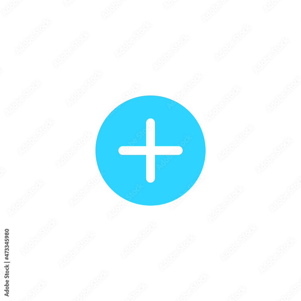 Obraz premium Plus icon. Blue circle. Vector add icon