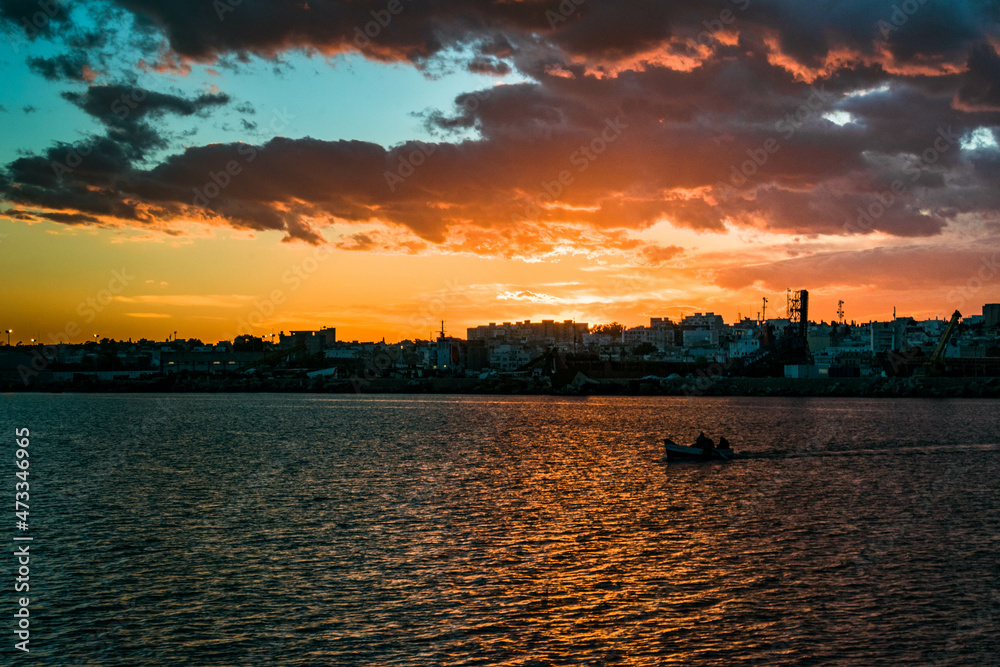 sunset over the river