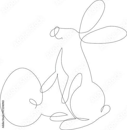 Easter rabbit one line drawing icon. Easter rabbit minimalist contour vector Illustration.