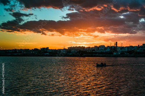 sunset over the river