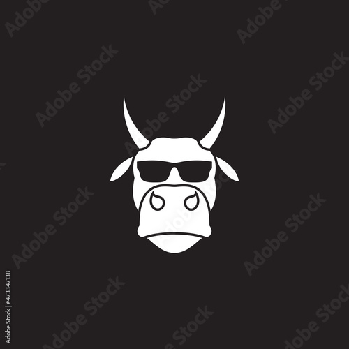 cool head cow with sunglasses logo symbol icon vector graphic design illustration idea creative