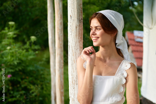 woman outdoors in garden countryside ecology nature photo