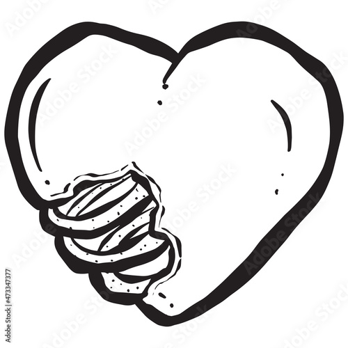Dead Zombie Hearts Cartoon Illustrations with Stitches and Brains and Bones for Valentines Day or Halloween