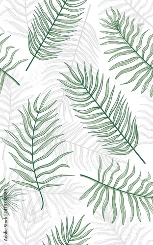 Tropical palm leaves seamless pattern. Modern abstract design for paper, cover, fabric, interior decor and other users. Modern vector background.