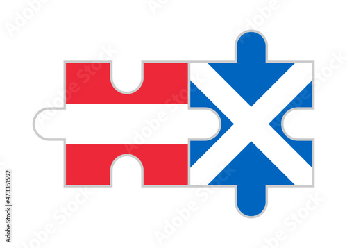 puzzle pieces of austria and scotland flags. vector illustration isolated on white background
