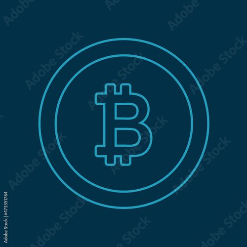 Blue bitcoin icon sign payment symbol. Cryptocurrency logo. Vector