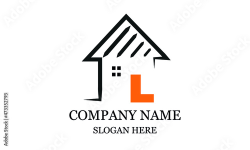 Architecture logo design, vector design template of construction company brand, real estate sign with letter L.