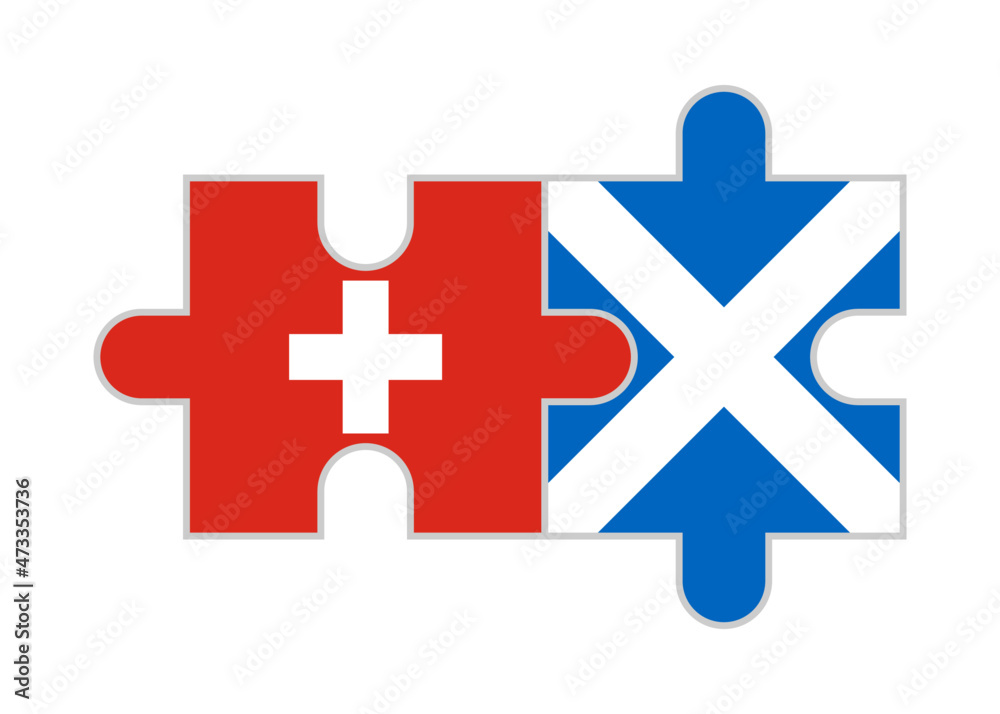 Fototapeta premium puzzle pieces of switzerland and scotland flags. vector illustration isolated on white background