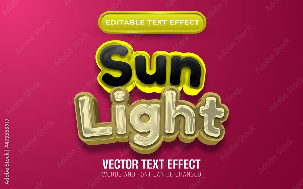 Obraz premium Sun light editable text effect cartoon style