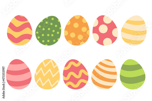 Easter eggs. Colorful eggs for hunting. Stock vector pattern ornament set illustration on a white background.