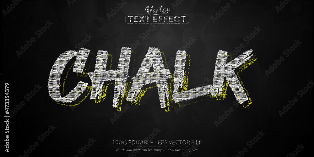 Editable text effect, chalk theme text style on blackboard background - obrazy, fototapety, plakaty 