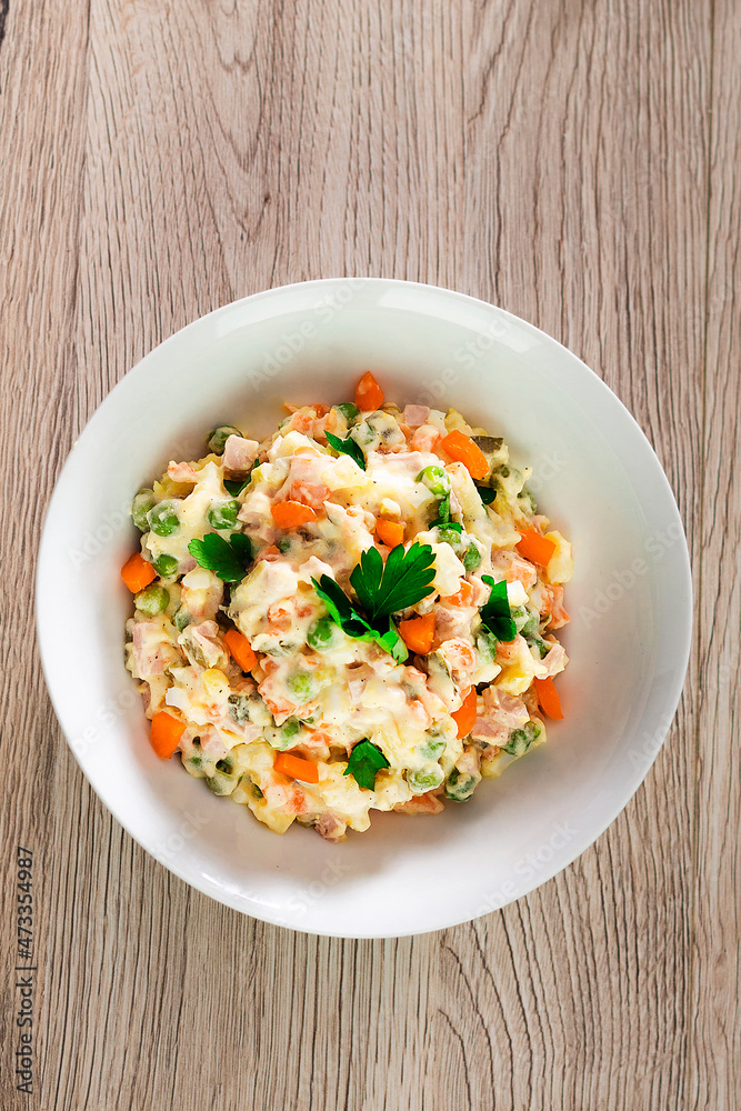 russian salad. food delivery photo russian salad. food delivery photo