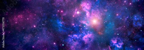 Blue-purple cosmic nebula with bright stars