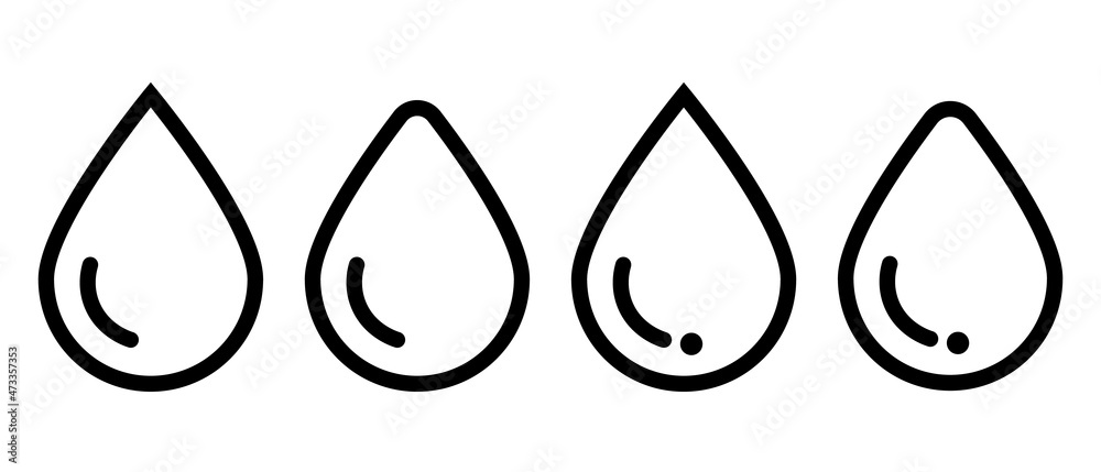 Simple water droplets icon set. vector.