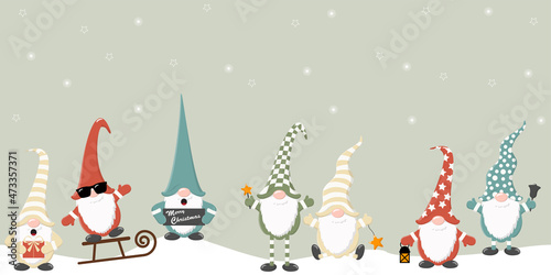 merry christmas gnomes with snow fall