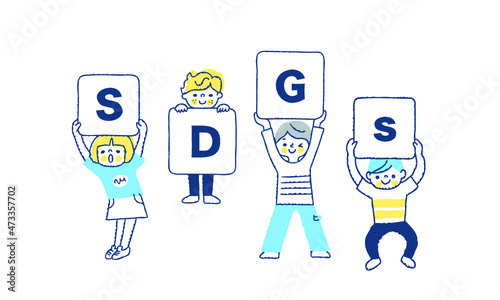 SDGs イメージ　ボードを持っている子供たち