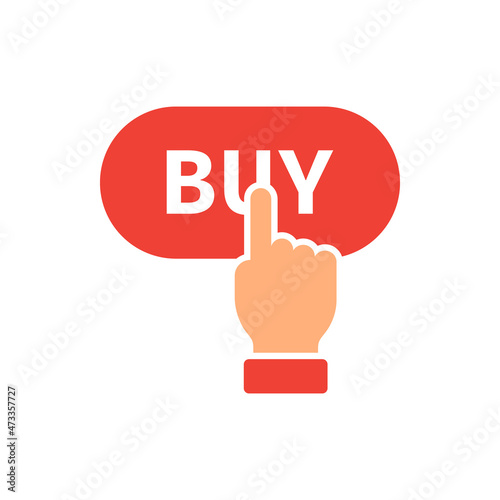 Hand clicking buy button icon design isolated on white background. Vector illustration