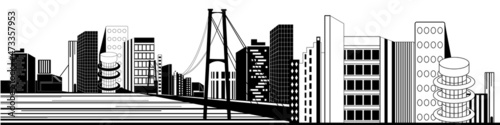 background of the city, silhouette of a city with a bridge