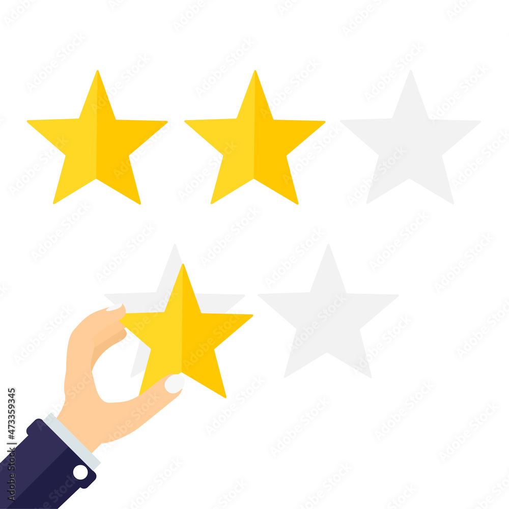 Customer feedback rating. Positive review on the Internet, rating of goods or services. Vector illustration Customer feedback rating. Positive review on the Internet, rating of goods or services. Vector illustration